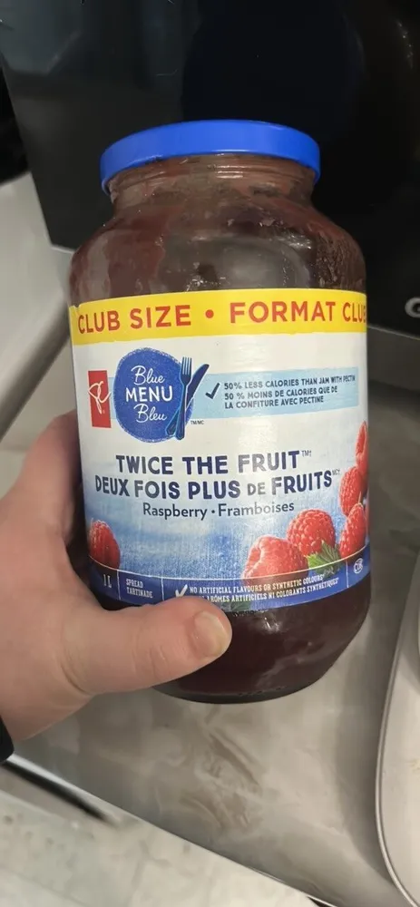 Twice the fruit raspberry spread