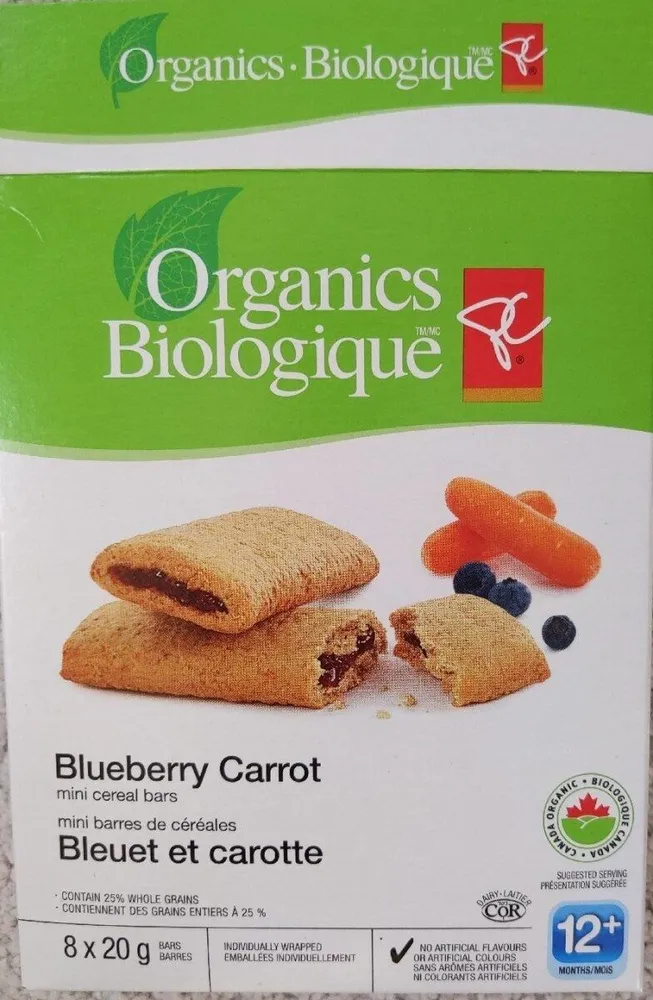 Blueberry carrot mini cereal bars