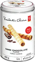 Dark chocolate rolled wafers