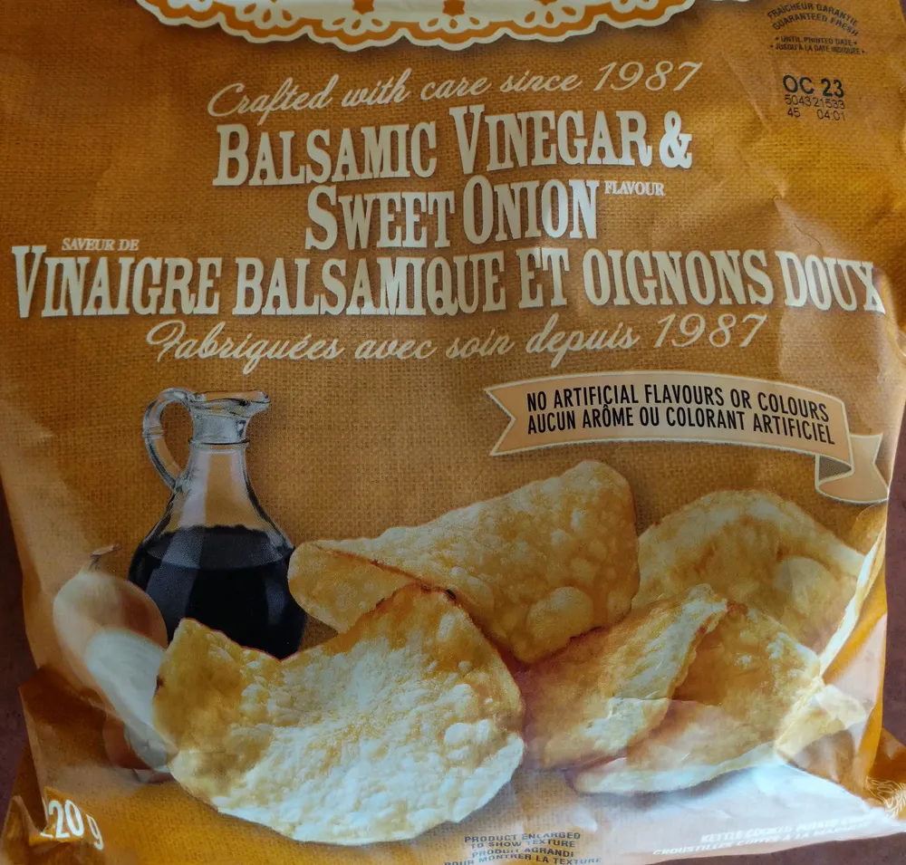croustilles saveur vinaigre balsamique et oignons doux