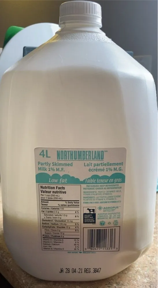 1% partly skimmed milk M.F