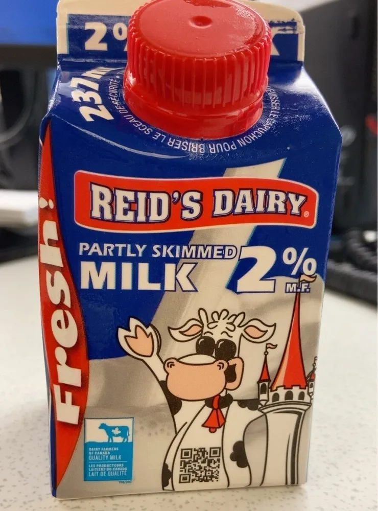 Partly skimmed 2% milk