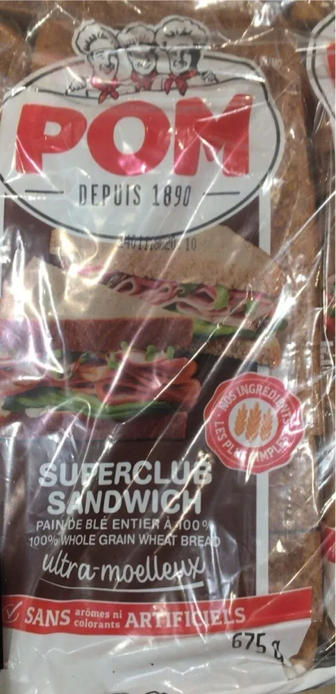 Pain ble entier à 100% superclub sandwich
