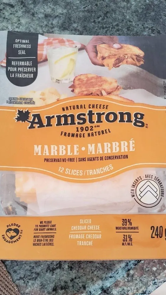 Fromage cheddar tranché naturel Marbré