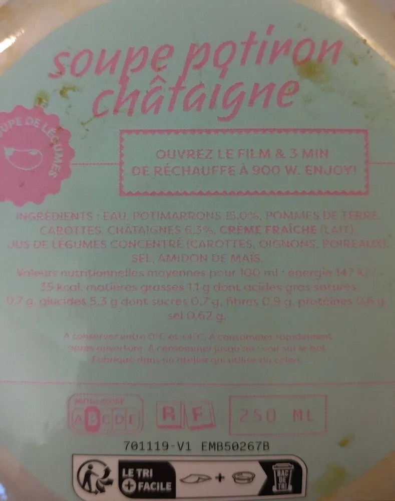 Soupe potiron châtaigne