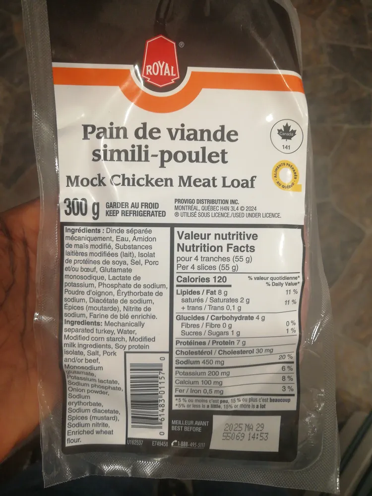 Mock Chicken Meat Loaf