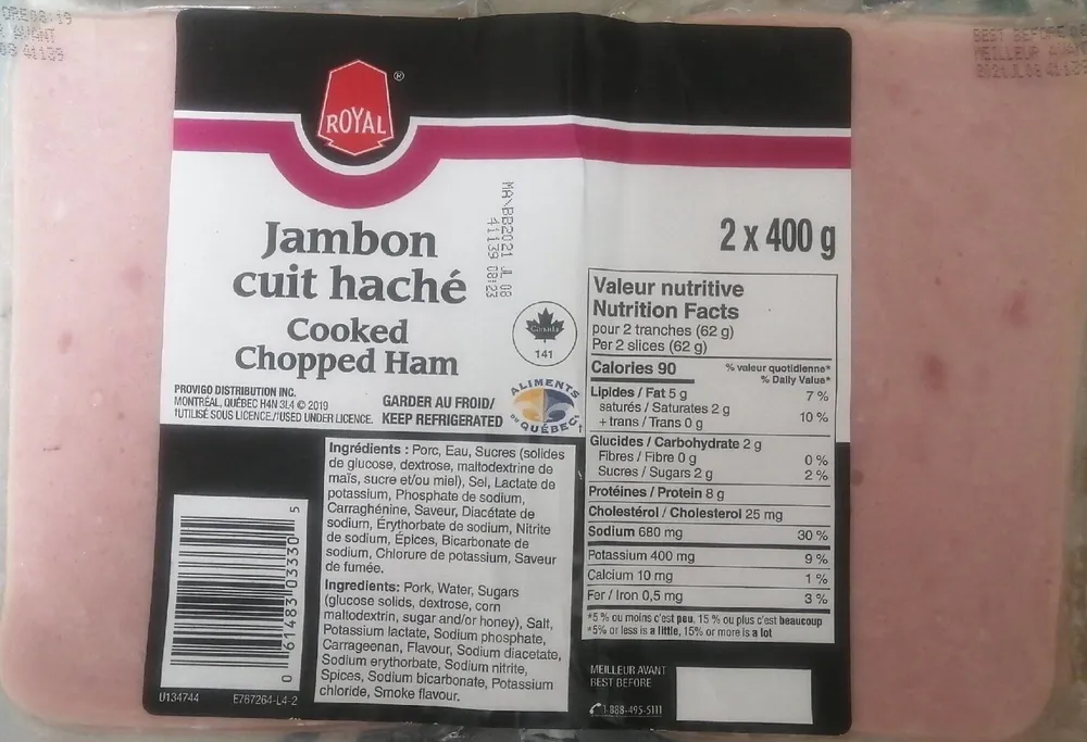 Jambon cuit haché