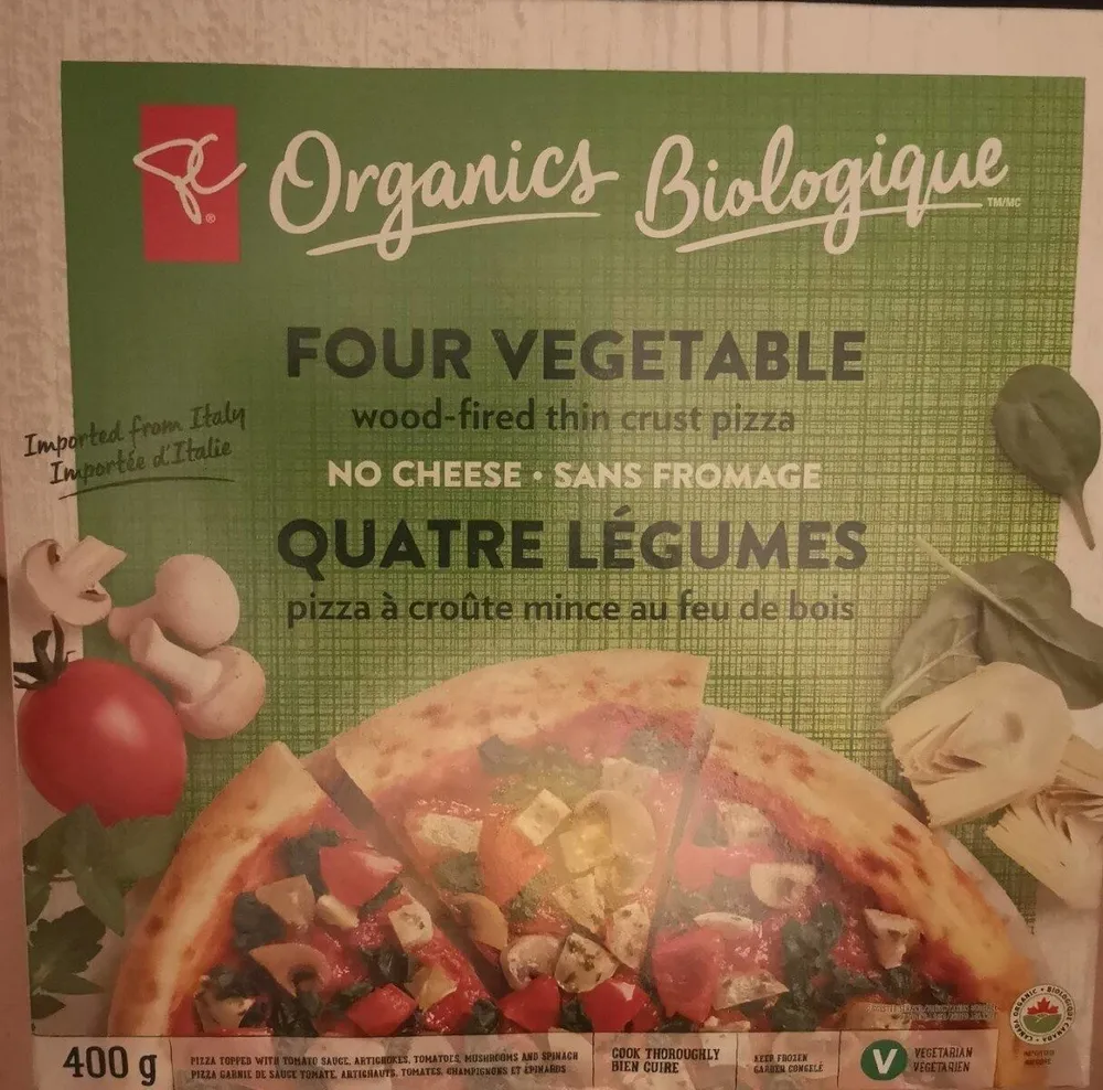 Pizza à croûte mince au feu de bois quatre légumes dans fromage