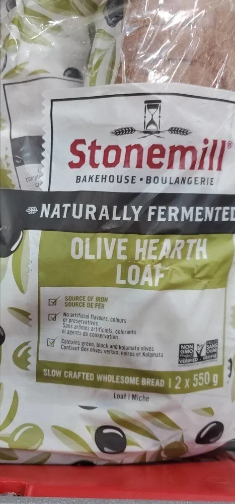 Naturally fermented olive hearth loaf