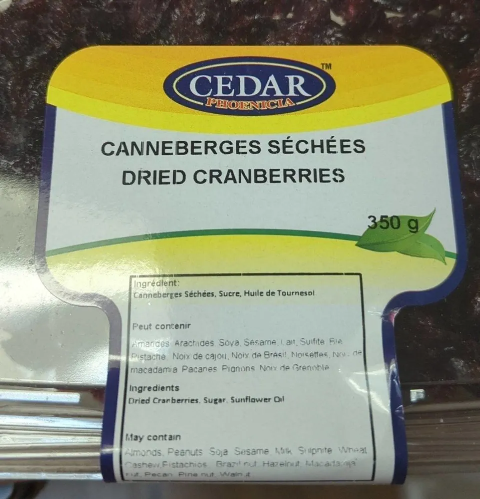 Cedar dried cranberries