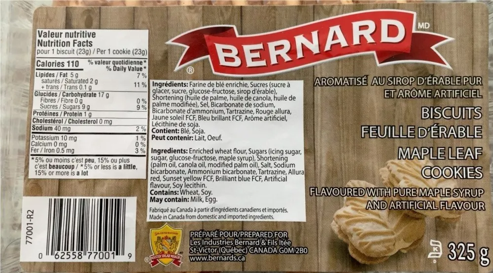 Biscuits Feuille d’érable