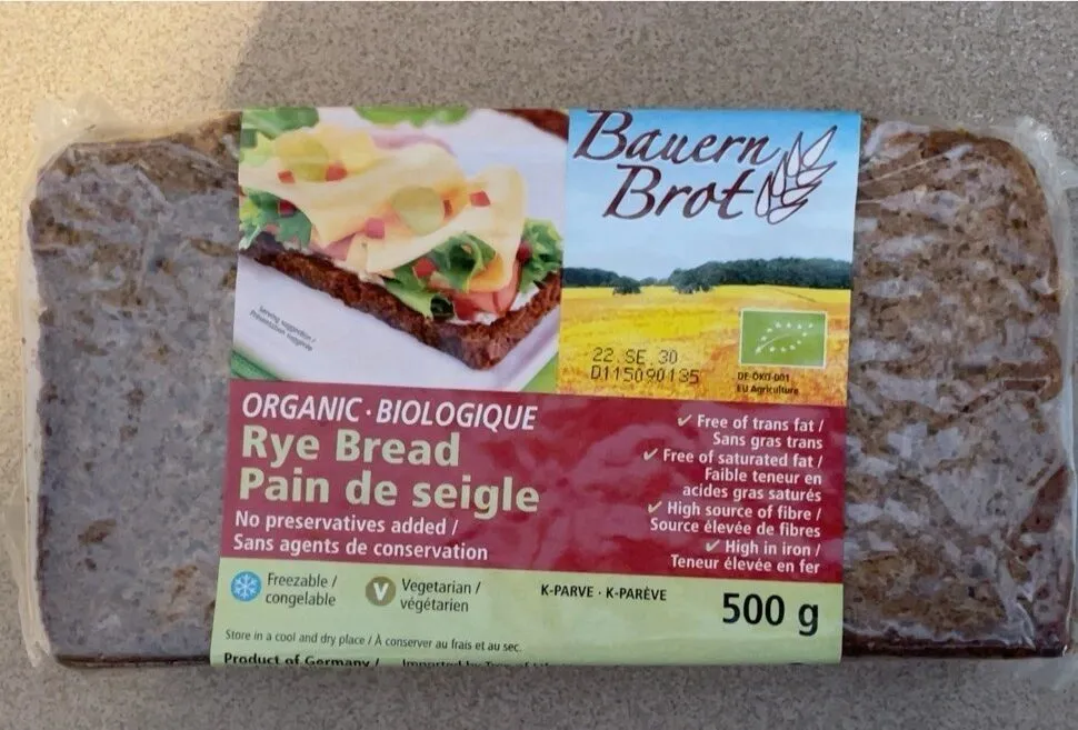 Organic rye bread