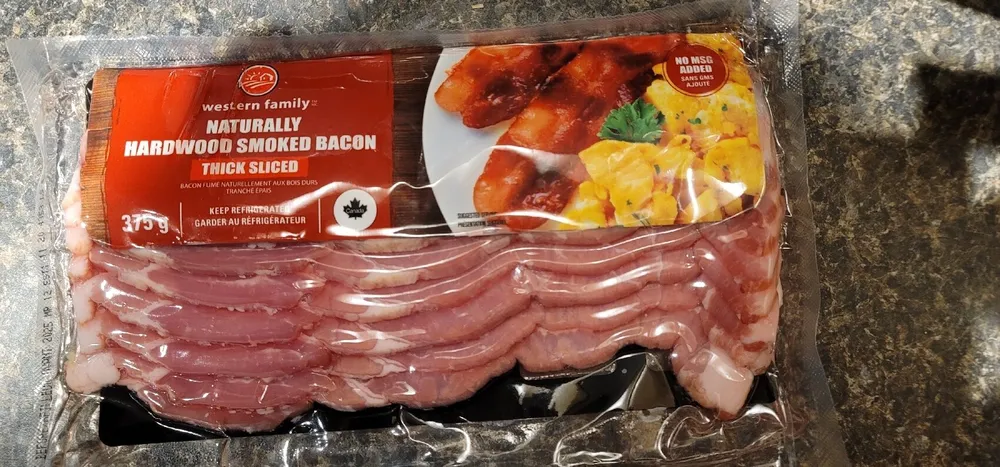 thick sliced naturally hardwood smoked bacon