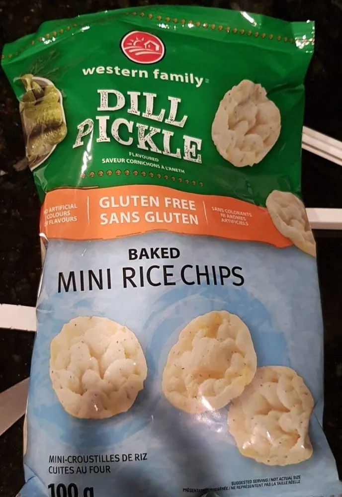 Dill pickle mini rice chips