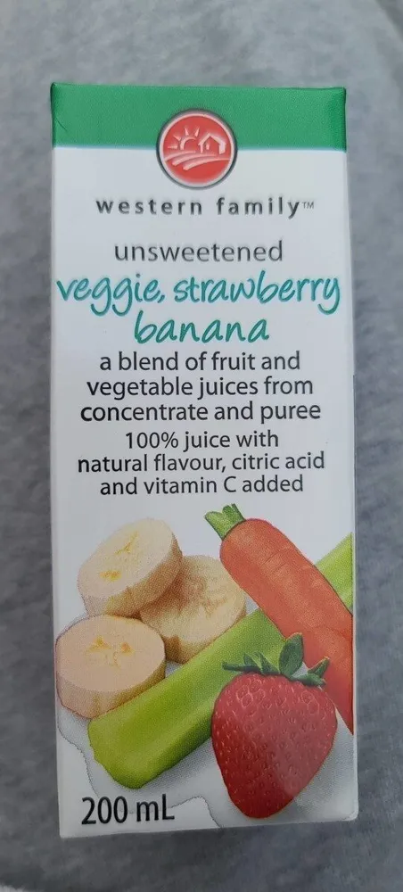Unsweetened veggie strawberry banana juice