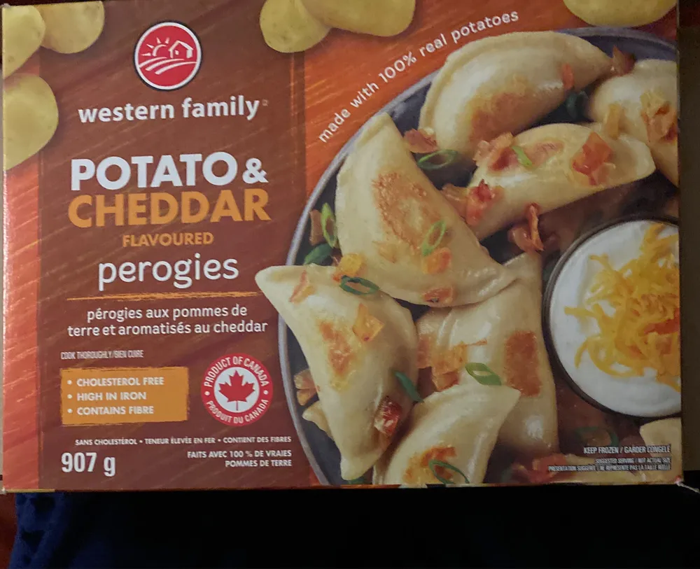 Potato & Cheddar flavoured perogies