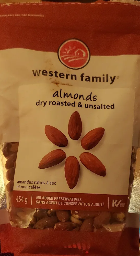 Almonds dry roasted & unsalted