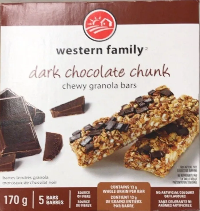 Dark chocolate chunck granola bars