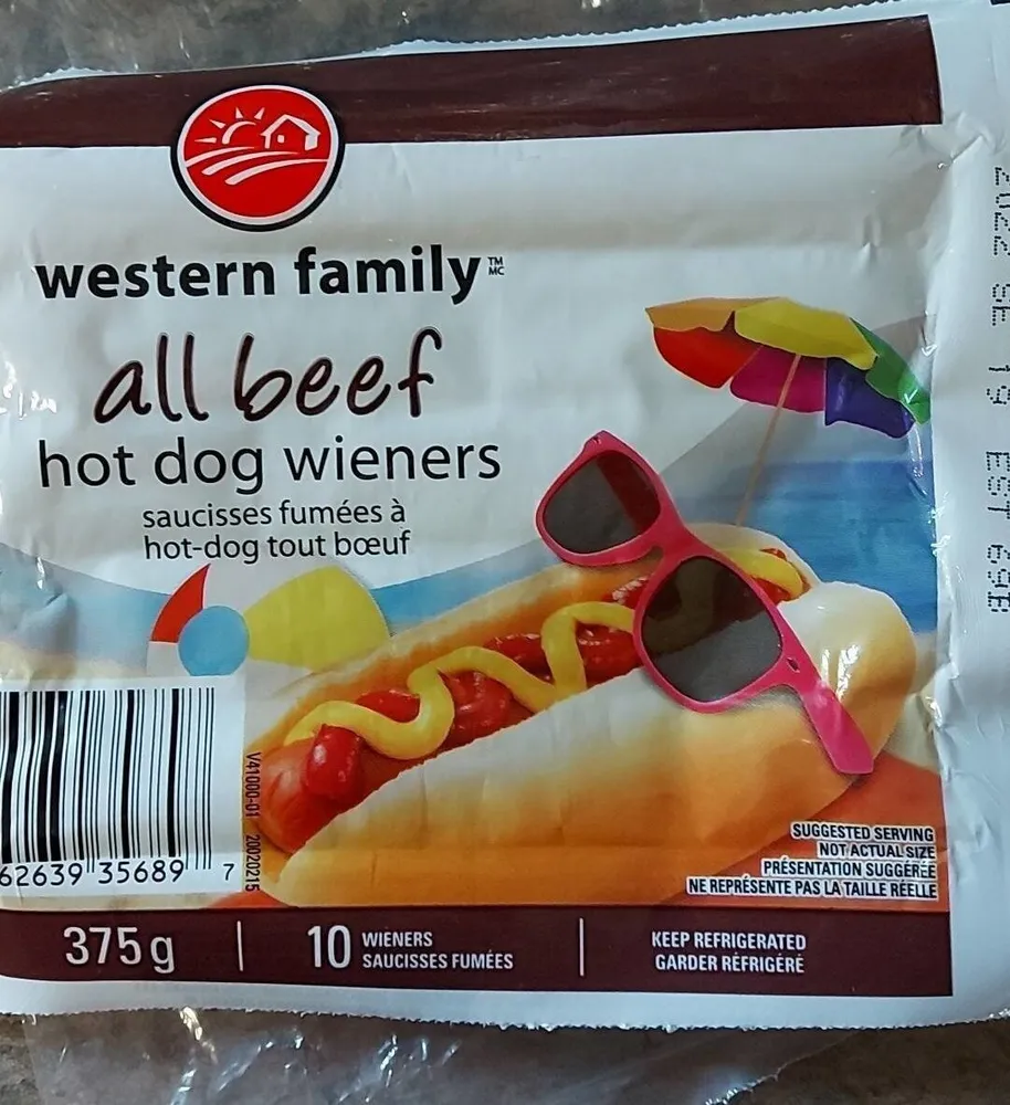 All beef hot dog weiners
