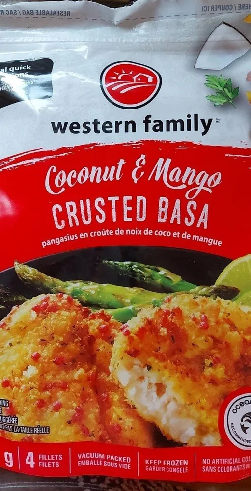 Coconut and mango crusted basa