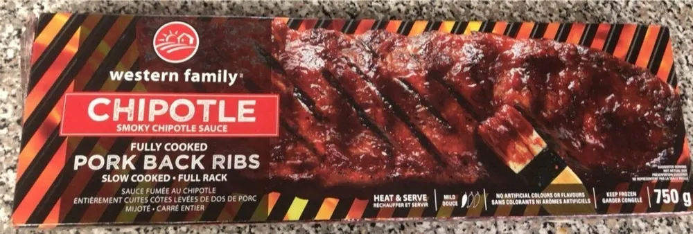 Chipotle smoky fully cooked pork back ribs