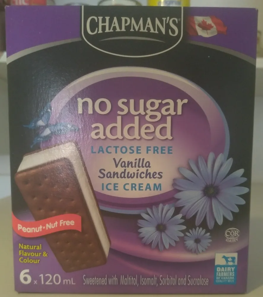 No Sugar Added Lactose Free Vanilla Ice Cream Sandwiches