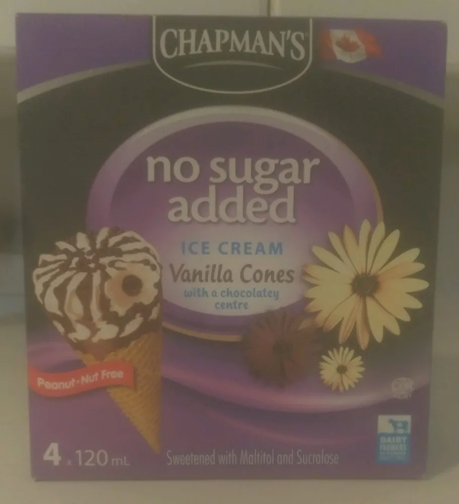 No Sugar Added Vanilla Ice Cream Cones with a Chocolatey Centre