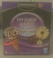 No Sugar Added Vanilla Ice Cream Cones with a Chocolatey Centre