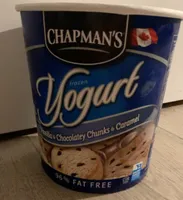 Vanilla, chocolatey chunks and caramel frozen yogurt