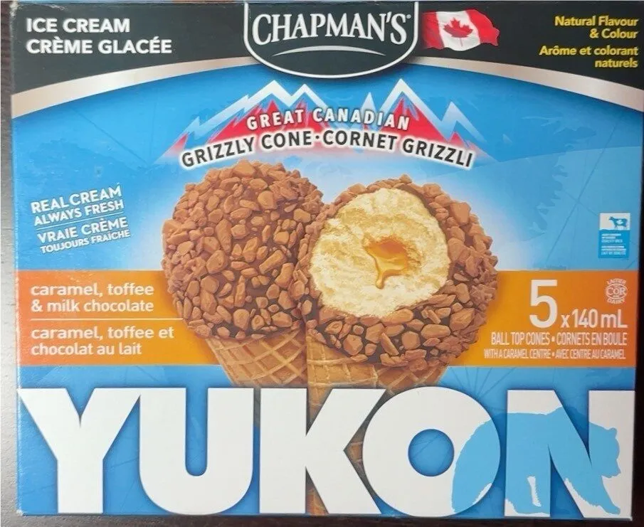 Yukon Grizzly Cone with caramel, toffee and chocolate