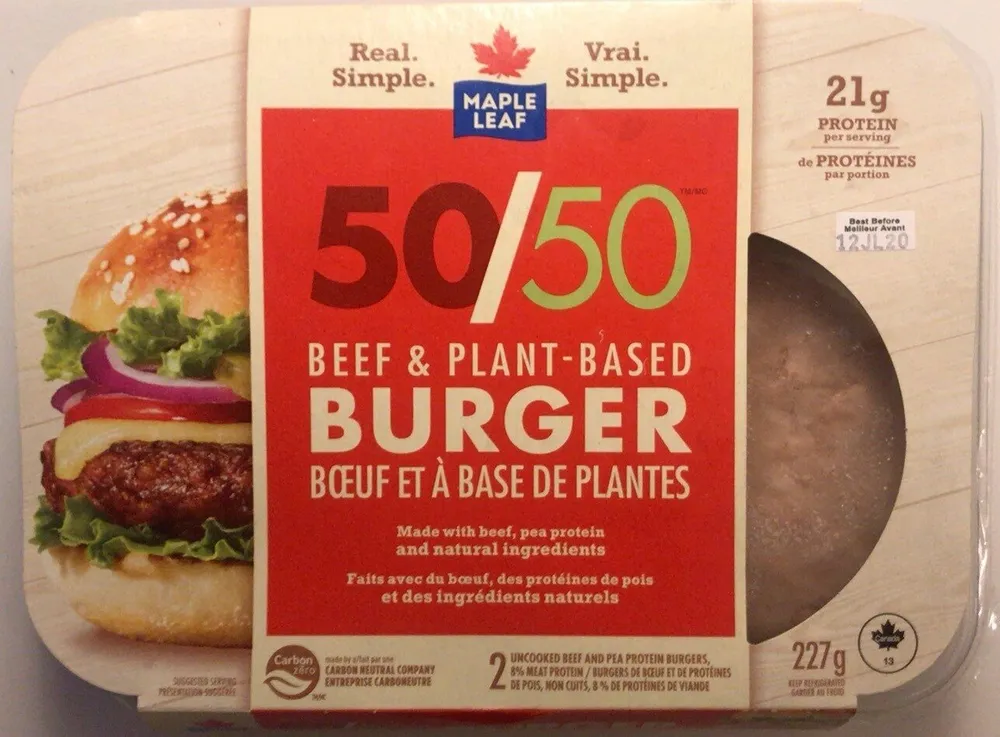 Beef and plant based burger