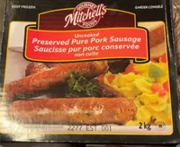Uncooked preserved pure pork sausage