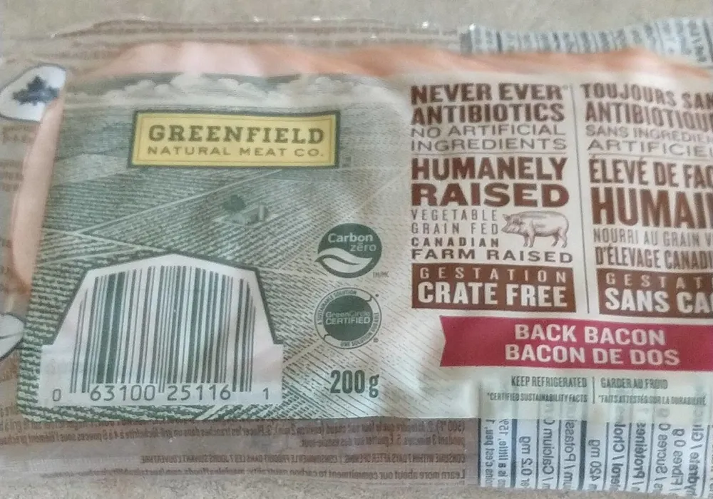 Back bacon never ever antibiotics