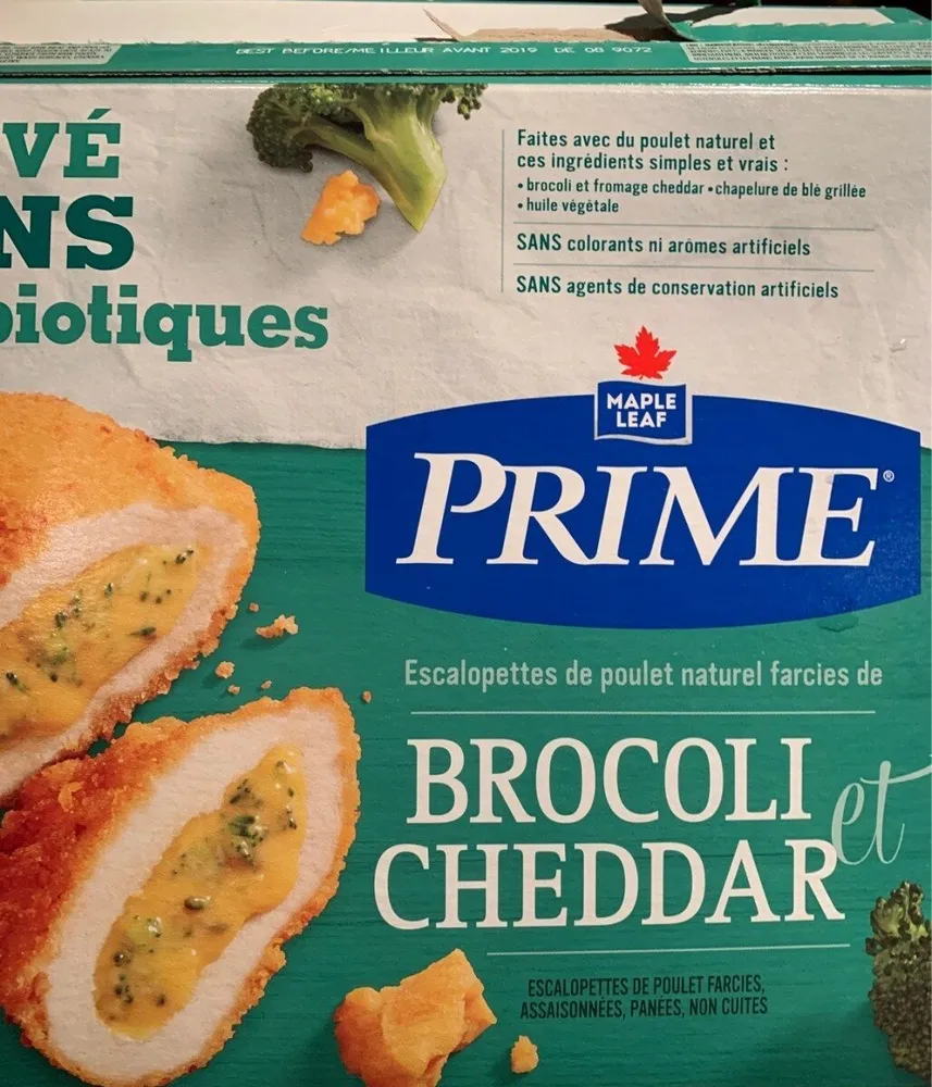 Natural chicken cutlette stuffed with broccoli & cheddar