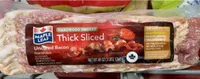 Hard wood smoked thick sliced uncered bacon