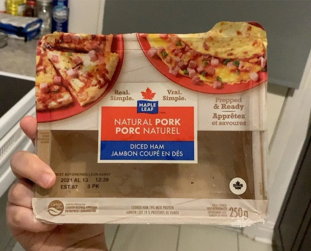 Jambon coupé en dé