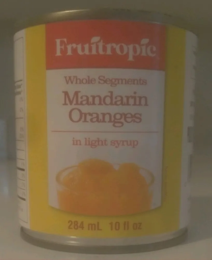 Mandarin Orange Whole Segments in Light Syrup, Canned.
