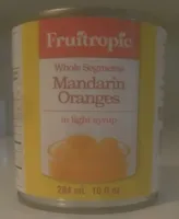 Mandarin Orange Whole Segments in Light Syrup, Canned.