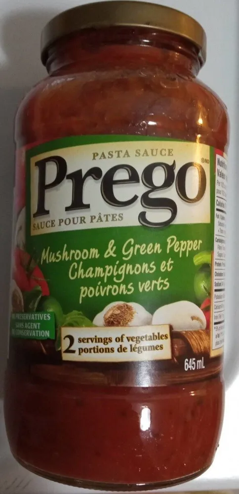 Sauce pour pâtes champignons et poivrons verts