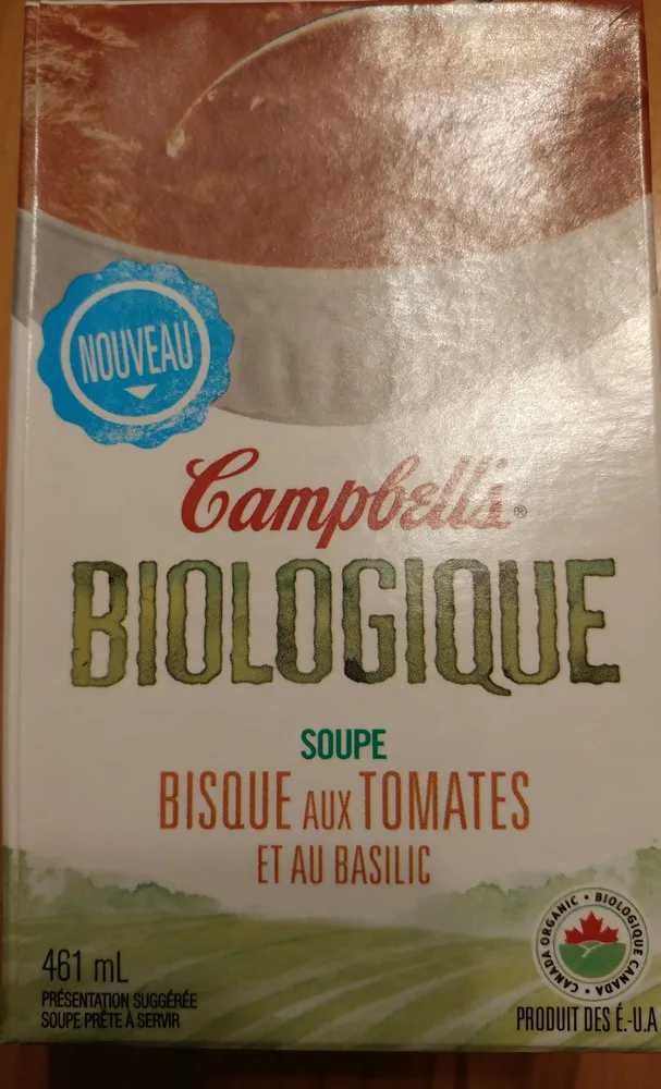 Organic Tomato Soup with Basil.