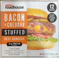 Bacon and cheddar stuffed beef burgers