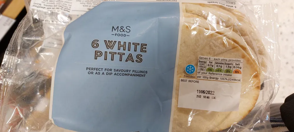 6 White Pitas