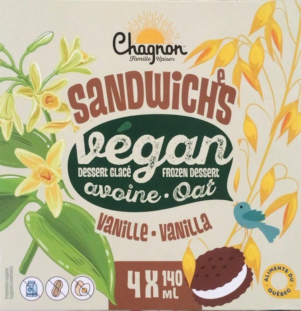 Sandwichs végan Dessert glacé avoine
