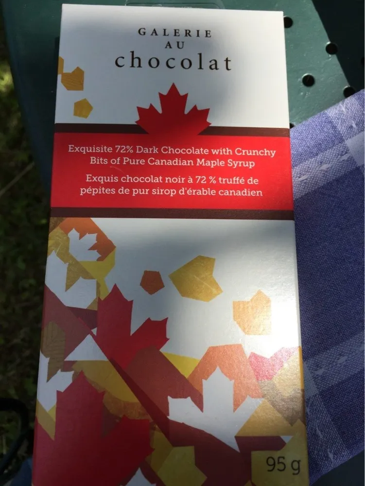 Chocolat noir 72% truffé de pépites de sirop d'érable