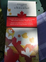 Chocolat noir 72% truffé de pépites de sirop d'érable