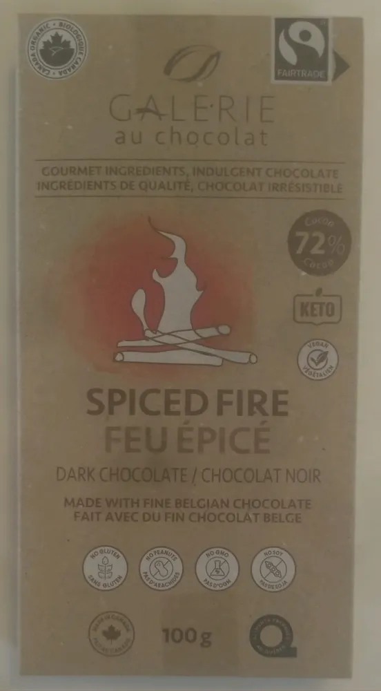 72% Cocoa Spiced Fire Dark Chocolate