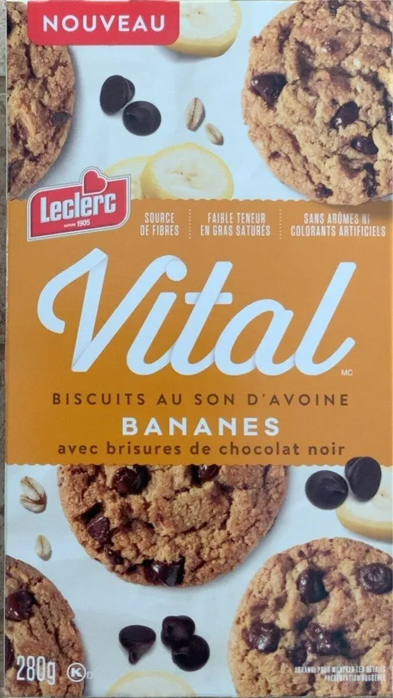 Biscruit Vital son d’avoine bananes chocolat