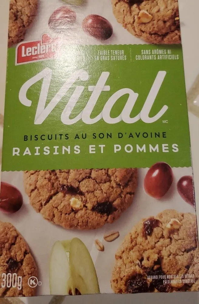 Biscuits au son d'avoine raisins et pommes