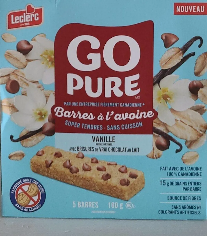 Go pure barre tendre vanille et brisures chocolat