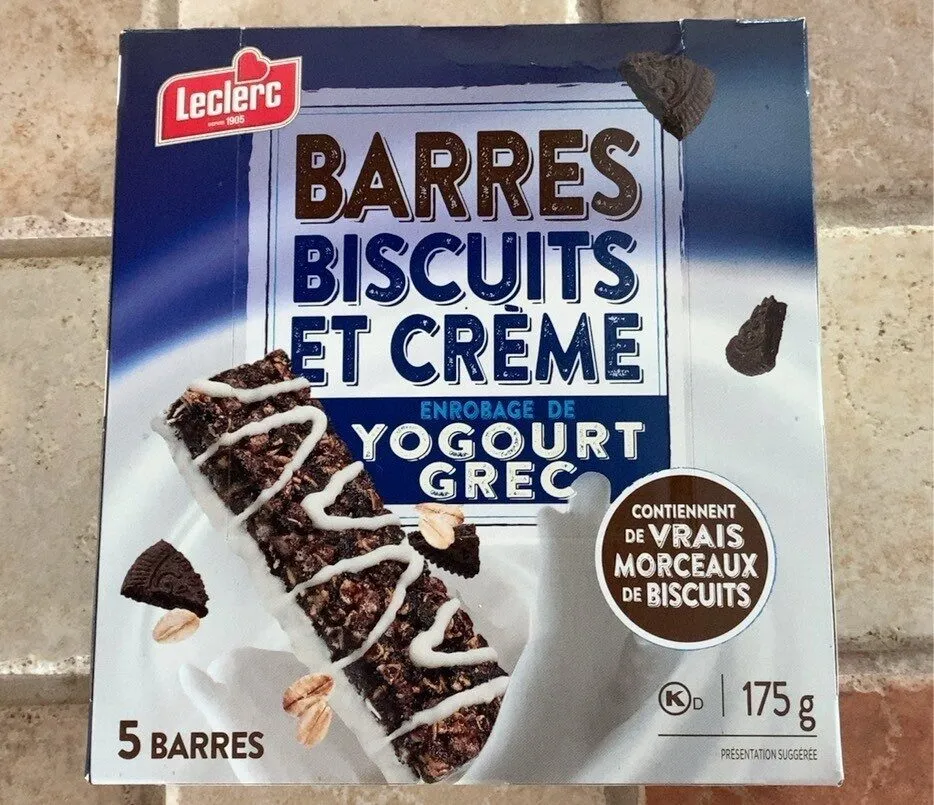 Barres biscuits et creme